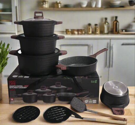 High Quality 13 Piece Granite Coating Cookware Set Durable & Non-Stick Kitchen Essentials- Furaha Finds Kenya