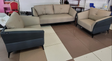 3 Seater and 2 Armchairs Modern Fabric and Leather Sofa Set