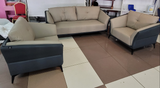 3 Seater and 2 Armchairs Modern Fabric and Leather Sofa Set