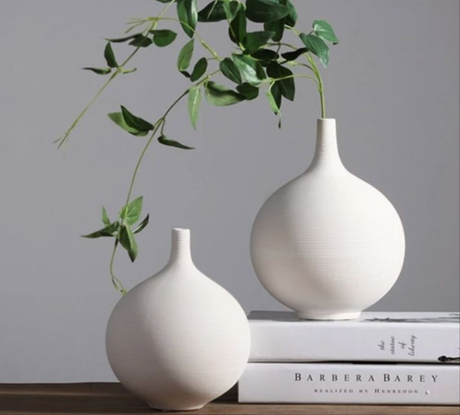 Small Trumpet Brushed Ceramic Vase with Matte Finish – 14x17cm