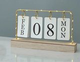 Desktop LED Flip Perpetual Calendar – Battery Operated, 16x29cm