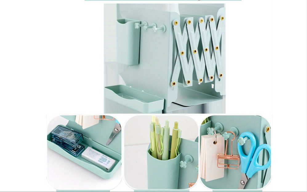 Furaha Finds expandable metallic bookshelf made from thickened steel plate. Telescopic book stand with a magnetic pen holder for home and office organization