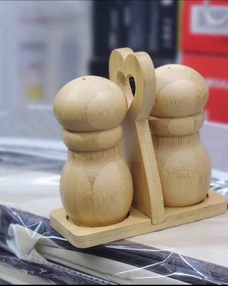 2 in 1 Bamboo Salt Shakers with Dual Compartment Design- Furaha Finds Kenya