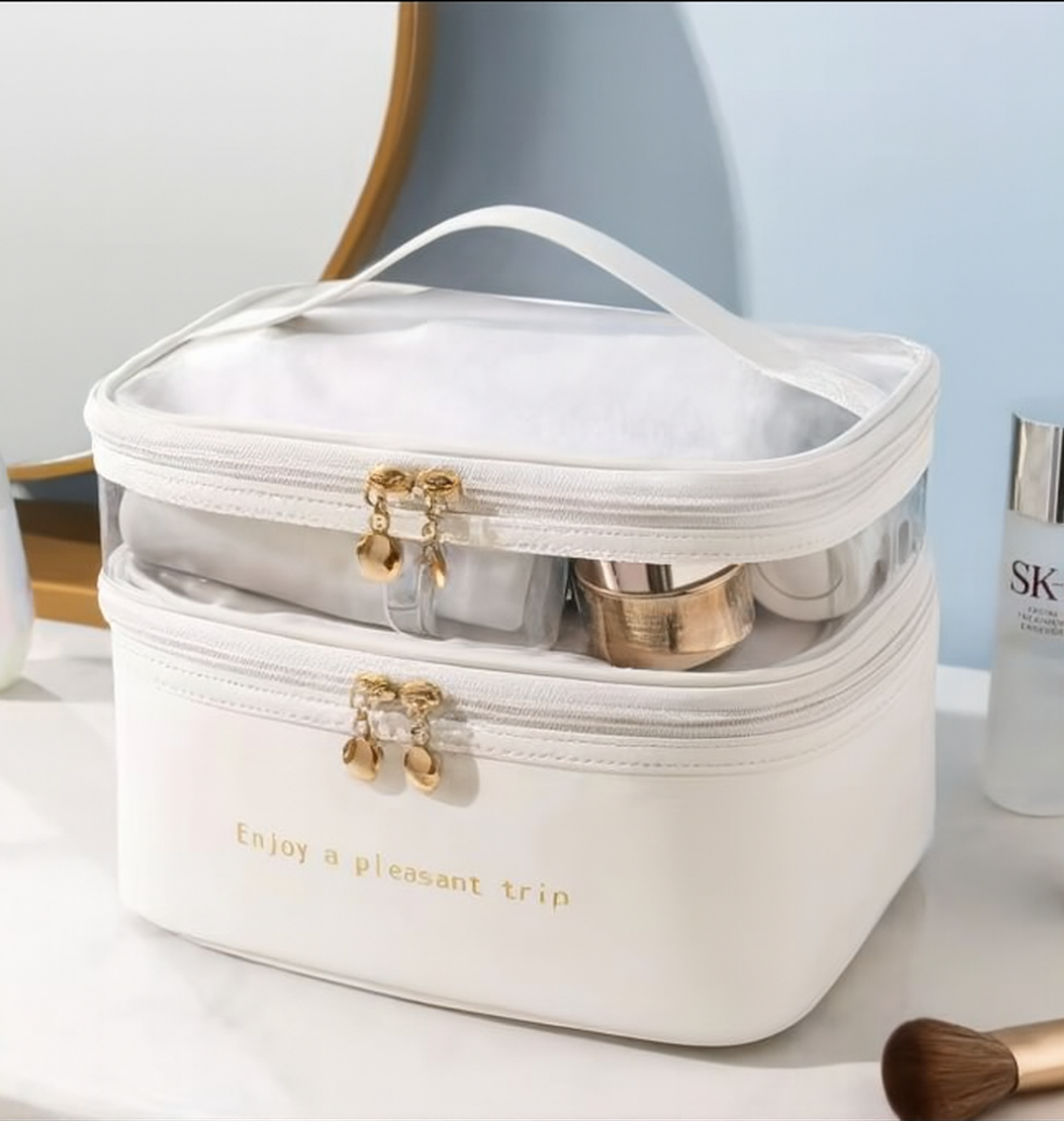 Compact Travel Toiletries and Makeup Bag Multi-Compartment Cosmetic Organizer