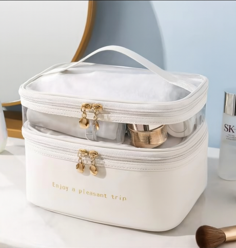 Compact Travel Toiletries and Makeup Bag Multi-Compartment Cosmetic Organizer