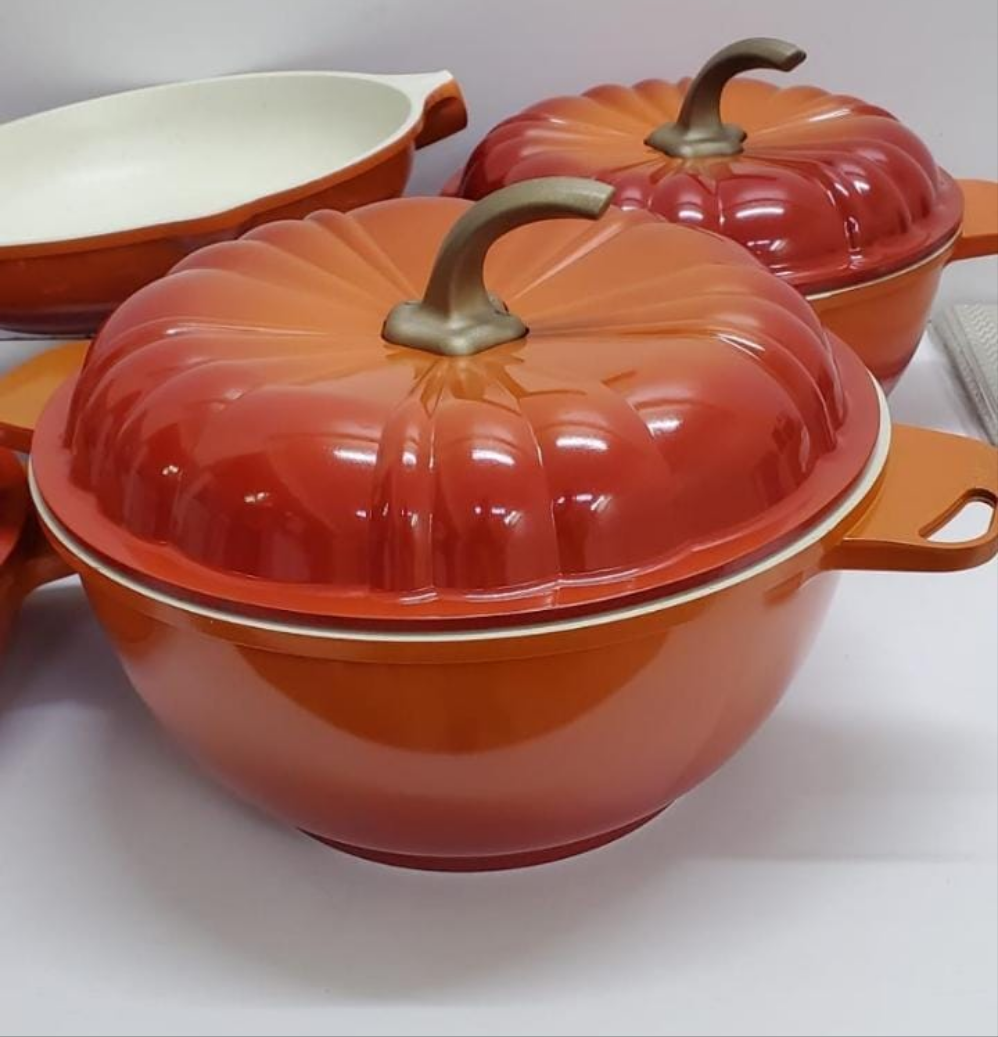 9pcs USFE Pumpkin Granite Cookware Set Scratch Resistant & Durable