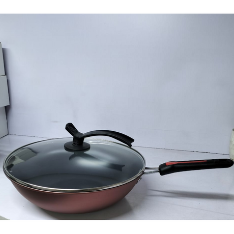 Non Stick Deep Frying Pan with Glass Lid Versatile Skillet for Sautéing, Frying, and Cooking- Furaha Finds Kenya