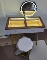 Modern LED Lighted Vanity Dressing Table with Mirror and Stool