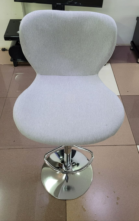 Modern Adjustable Swivel Bar Stool with Padded Fabric Seat and Chrome Base