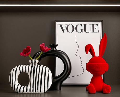 Ceramic Stripped Vase Set – Modern Decorative Design