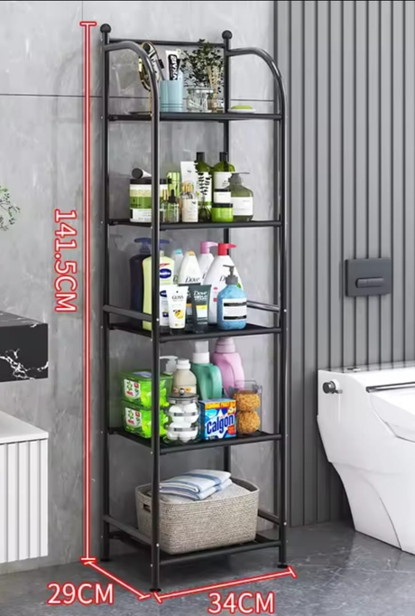 5 Tier Metallic Rack Multipurpose Storage Shelf 29x34x141.5cm