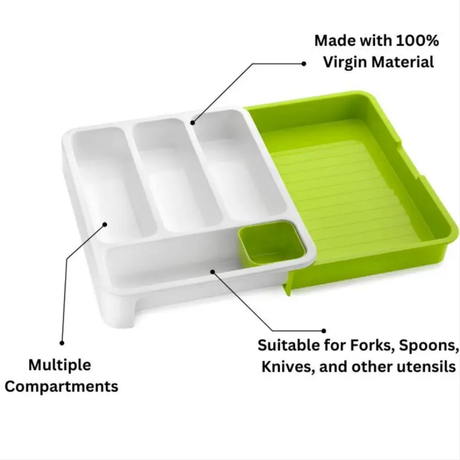Expandable Cutlery Tray Adjustable Drawer Organizer Plastic Material- Furaha Finds Kenya