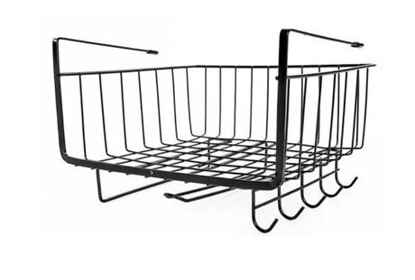 Metallic Under Shelf Rack Black Space-Saving Kitchen Organizer