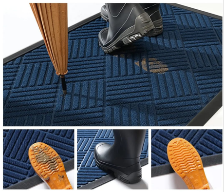 High Quality Non Slip Wear Resistant Rubber Doormat Dirt Trapping Rug 45x75cm