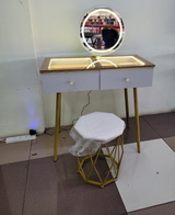 Modern LED Lighted Vanity Dressing Table with Mirror and Stool
