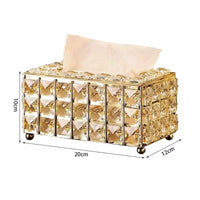Luxury Crystal Tissue Box Holder – Gold & Silver | Elegant Serviette Organizer Facial Tissue Holders