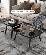 2-Piece Modern Coffee Table Set – Stylish Living Room Tables (Black, Grey & Coffee Finish)
