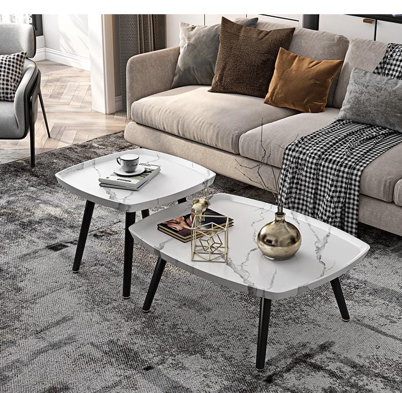 2-Piece Modern Coffee Table Set – Stylish Living Room Tables (Black, Grey & Coffee Finish)