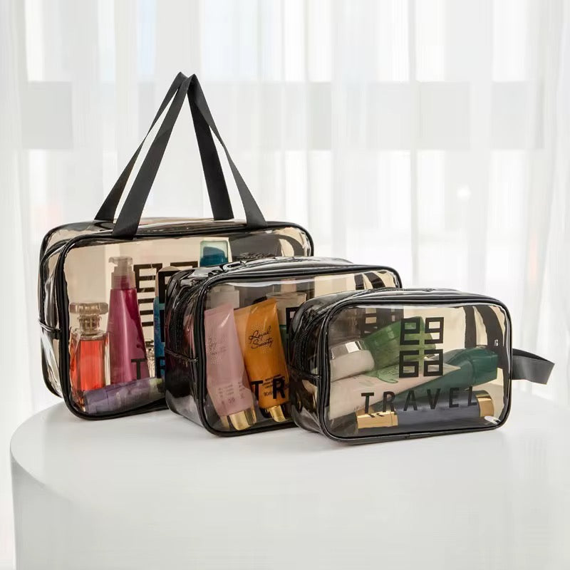 3-Piece Waterproof Travel Bag Set – Multipurpose Pouches for Toiletries, Makeup & Wet Clothes