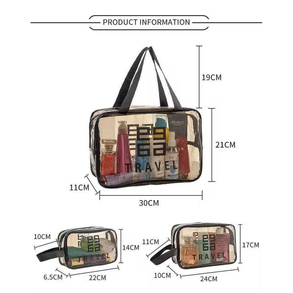 3-Piece Waterproof Travel Bag Set – Multipurpose Pouches for Toiletries, Makeup & Wet Clothes