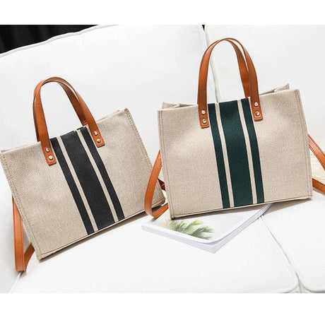 Vintage Striped Tote Bag Large Capacity Handbag (33x26x15cm)- Furaha Finds Kenya