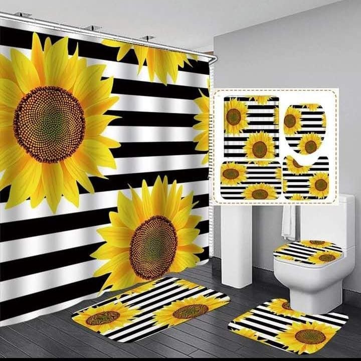 Furaha Finds 4-Piece Bathroom Shower Curtain Set 
