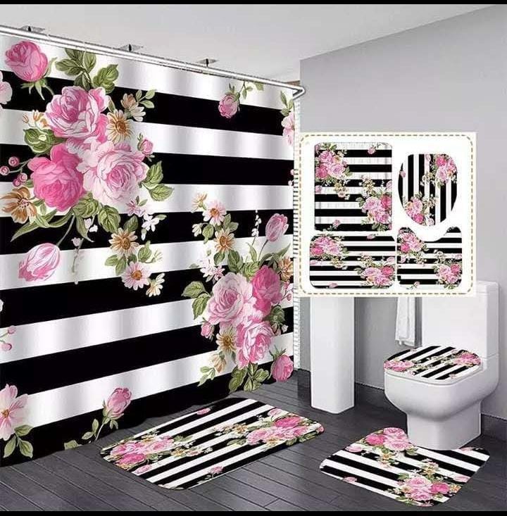 Furaha Finds 4-Piece Bathroom Shower Curtain Set 