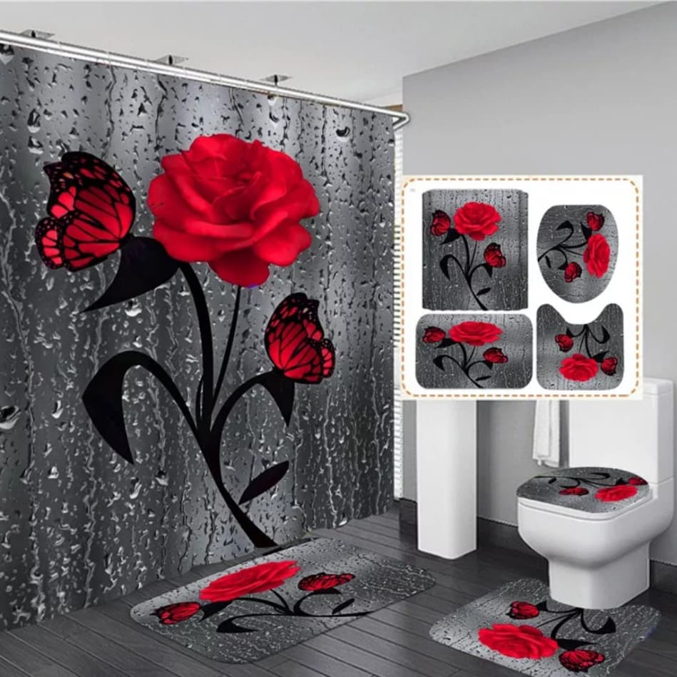 Furaha Finds 4-Piece Bathroom Shower Curtain Set 