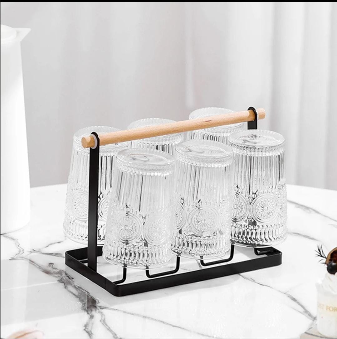 Furaha Finds Metallic Glass/Cup Holder with Bamboo Base