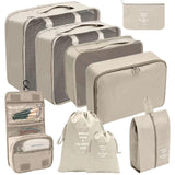 Furaha Finds 9 Piece Luggage Travel Organizers Suitcase packing cubes, waterproof storage pouches, and travel accessories for efficient luggage organization.