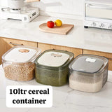 10L Artistic Plastic Rice & Cereal Container | Stackable Food Storage | Clear, Brown & Green- Furaha Finds Kenya