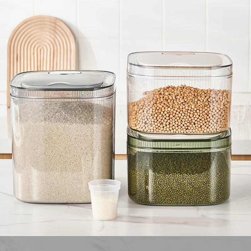 10L Artistic Plastic Rice & Cereal Container | Stackable Food Storage | Clear, Brown & Green- Furaha Finds Kenya