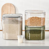 10L Artistic Plastic Rice & Cereal Container | Stackable Food Storage | Clear, Brown & Green- Furaha Finds Kenya