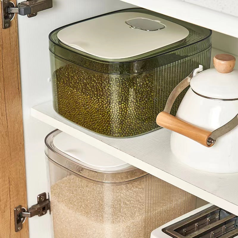 10L Artistic Plastic Rice & Cereal Container | Stackable Food Storage | Clear, Brown & Green- Furaha Finds Kenya