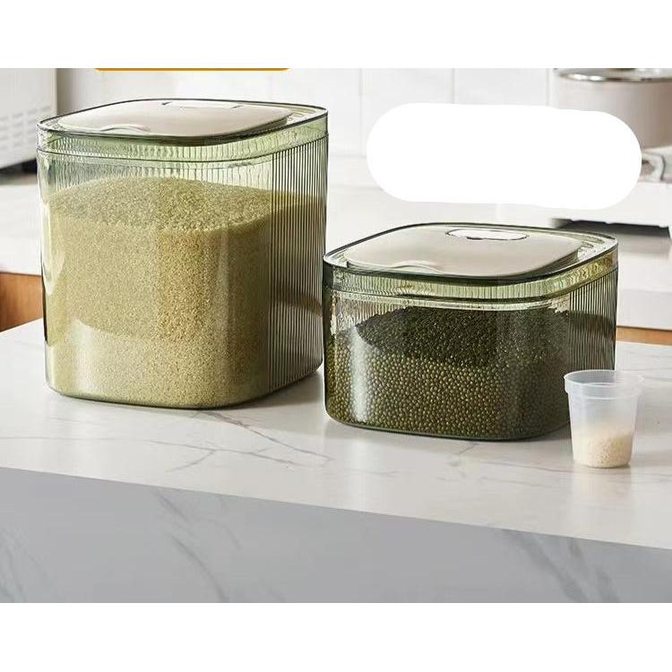 10L Artistic Plastic Rice & Cereal Container | Stackable Food Storage | Clear, Brown & Green- Furaha Finds Kenya