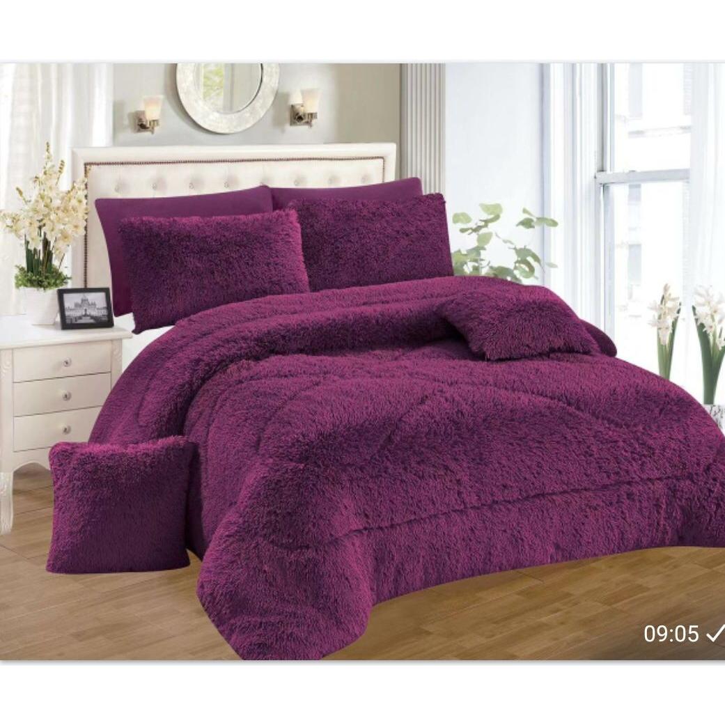 6 Piece Luxury Velvet Plush Fluffy Duvet Set Soft Fleece Bedding with Pillowcases & Bedsheet