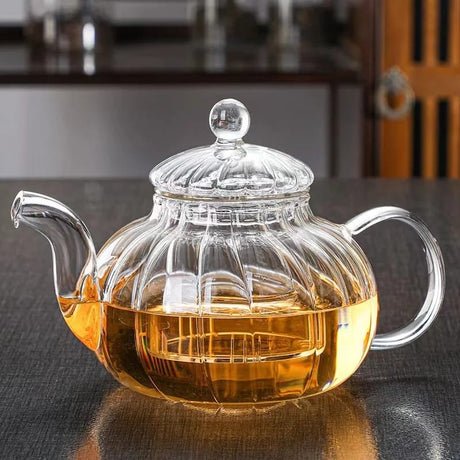 Stripped High Borosilicate Glass Tea Coffee Pot 800ml, Stainless Steel Filter Infuser, Heat Resistant- Furaha Finds Kenya