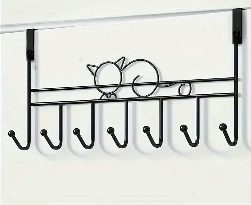 High Quality Iron Over the Door Hanger | 7 Strong Hooks for Coats, Bags, Clothes, and Belts