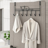 High Quality Iron Over the Door Hanger | 7 Strong Hooks for Coats, Bags, Clothes, and Belts