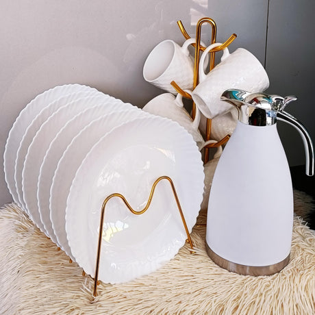 13 Piece Dinner Set | 6 Dinner Plates, 6 Cups, and 2L Unbreakable Flask- Furaha Finds Kenya