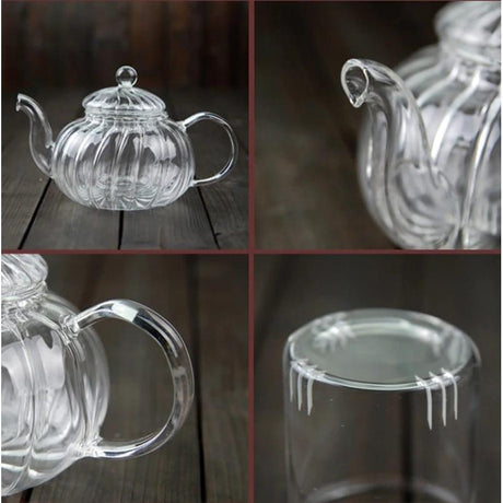Stripped High Borosilicate Glass Tea Coffee Pot 800ml, Stainless Steel Filter Infuser, Heat Resistant- Furaha Finds Kenya