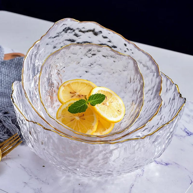 3 Piece Glass Salad/Fruit Bowl Set | Large (1050 ml), Medium (700 ml), Small (300 ml)- Furaha Finds Kenya