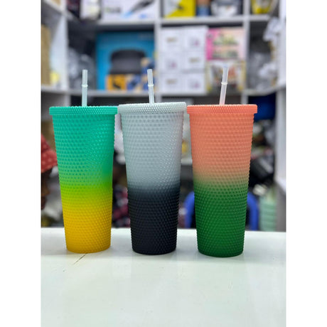 800 ml Studded Tumbler with Lid and Straw- Furaha Finds Kenya