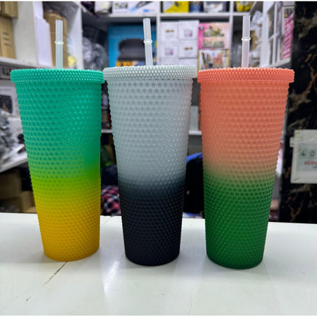 800 ml Studded Tumbler with Lid and Straw- Furaha Finds Kenya