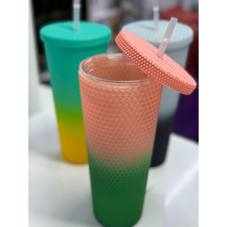 800 ml Studded Tumbler with Lid and Straw- Furaha Finds Kenya