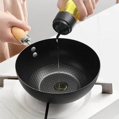 Heavy Duty Mini Wok | Uncoated NonStick Iron Pan with Wooden Handle | 26cm Versatile Cooking Tool- Furaha Finds Kenya