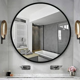 Contemporary Round Mirror Elegant Metal Frame Glass Mirror Glass Mirror Metal Frame Mirror Modern Wall Mirror Bathroom Vanity Mirror Entryway Mirror Living Room Mirror Bathroom Living Room Bedroom Entryways Home Decor