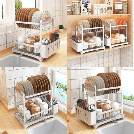 High Quality Classy Dish Rack Rust Resistant Kitchen Organizer with Cutlery Holder and Dish Drainer- Furaha Finds Kenya