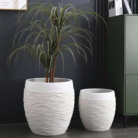 Furaha Finds 3 Piece Set of High Quality Inspirational Concrete Flower Pots Creative Design Planters with Drainage Hole (Indoor/Outdoor)