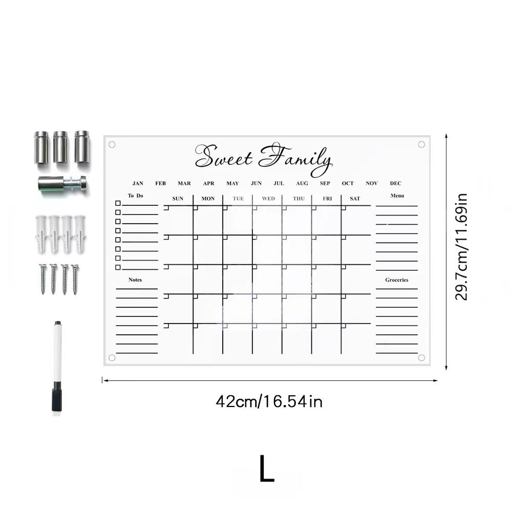 42cm x 29.7cm Multipurpose Durable Acrylic Notes Board, Meal Planner Erasable & Stylish  Easily Mountable Offices Kitchen  Workspaces